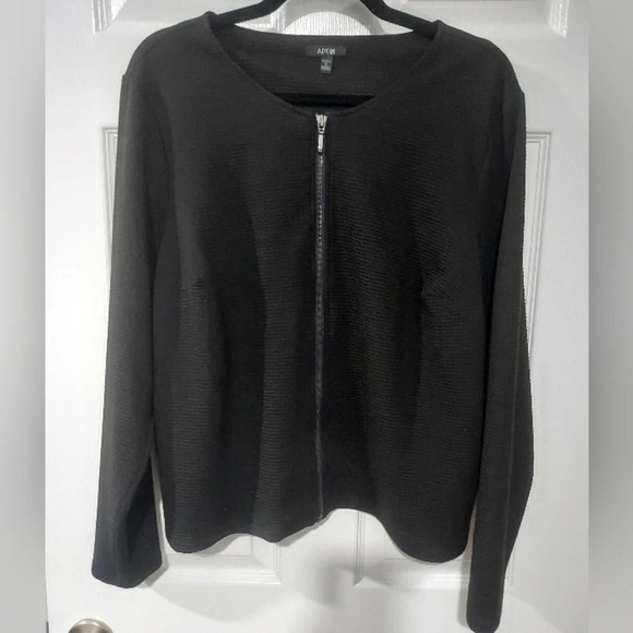 Apt. 9 Solid Black Textured Long Sleeve Light Weight Jacket in Size 1X - Picture 1 of 11